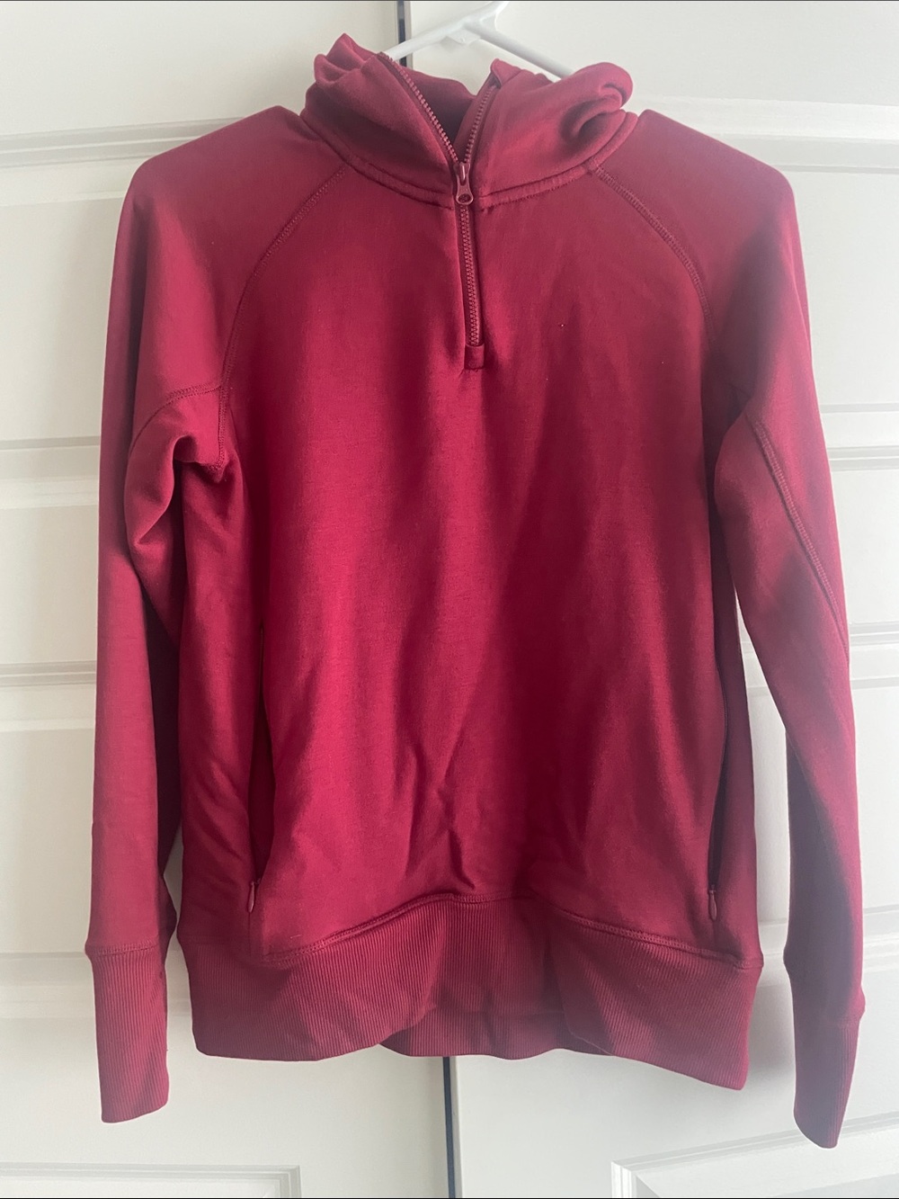 Women's Half-Zip Cowl Pullover Sweater - Deep Wine